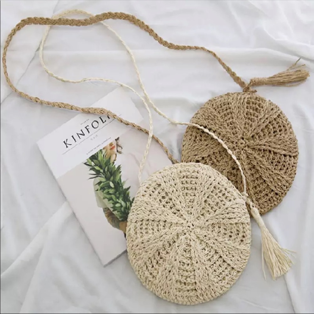 Bohemian straw shoulder and cross body bag - Picture 4 of 7